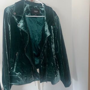 Green jacket with sparking dress